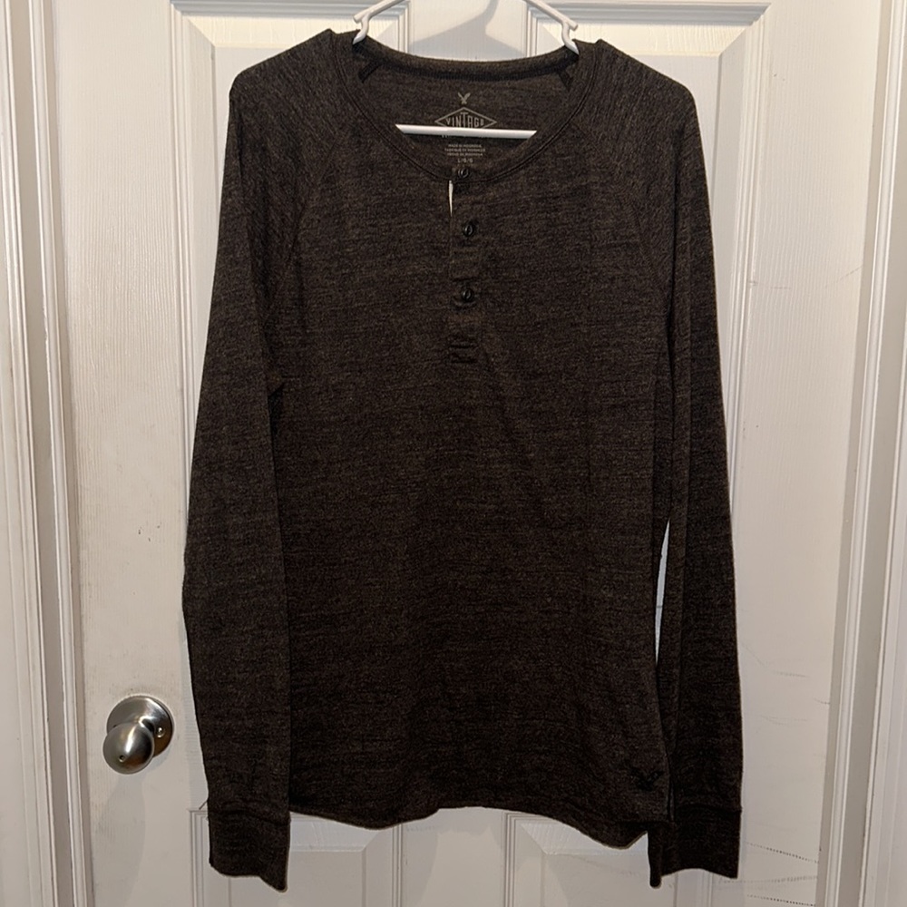 👙American Eagle Vintage Men's Large Brown Long Sleeve Top